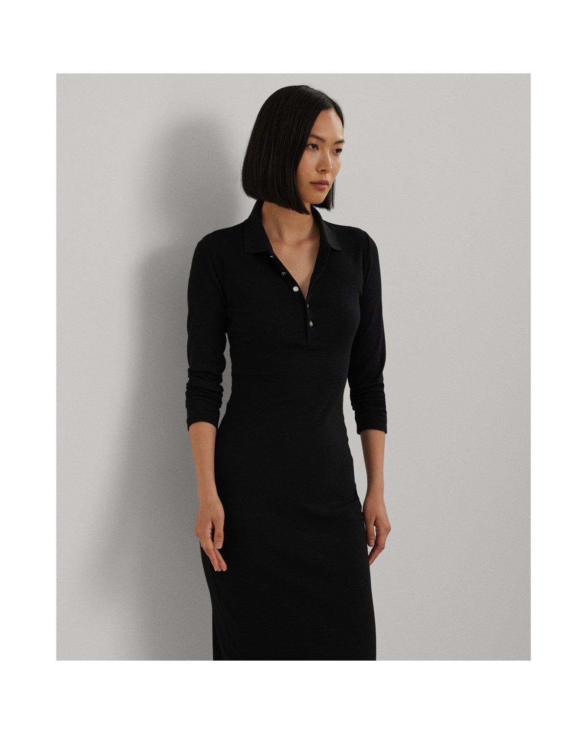 Rib-Knit Cotton-Blend Polo Dress