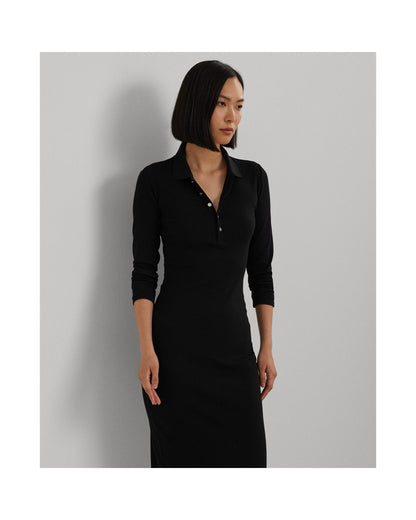 Rib-Knit Cotton-Blend Polo Dress