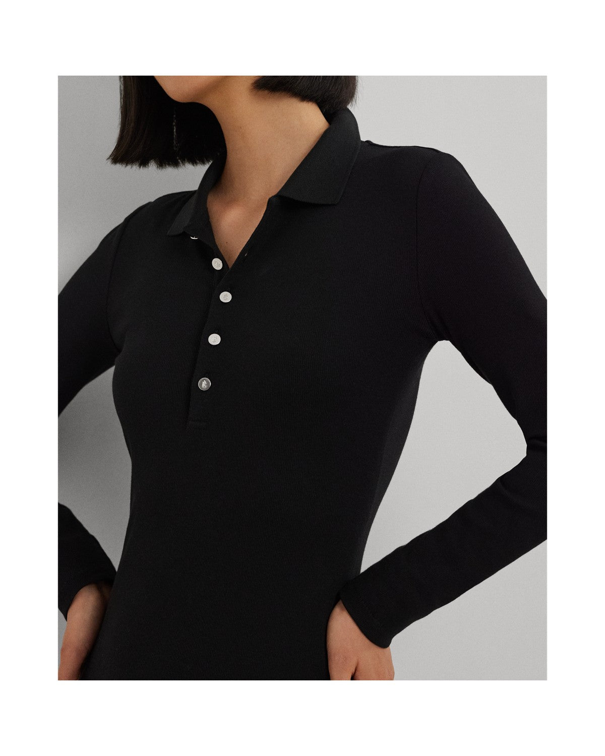 Rib-Knit Cotton-Blend Polo Dress