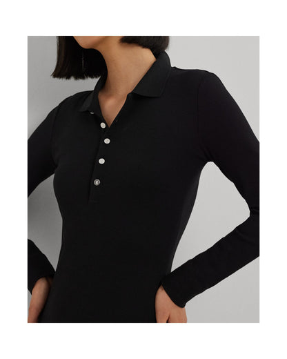 Rib-Knit Cotton-Blend Polo Dress