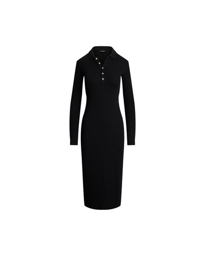 Rib-Knit Cotton-Blend Polo Dress