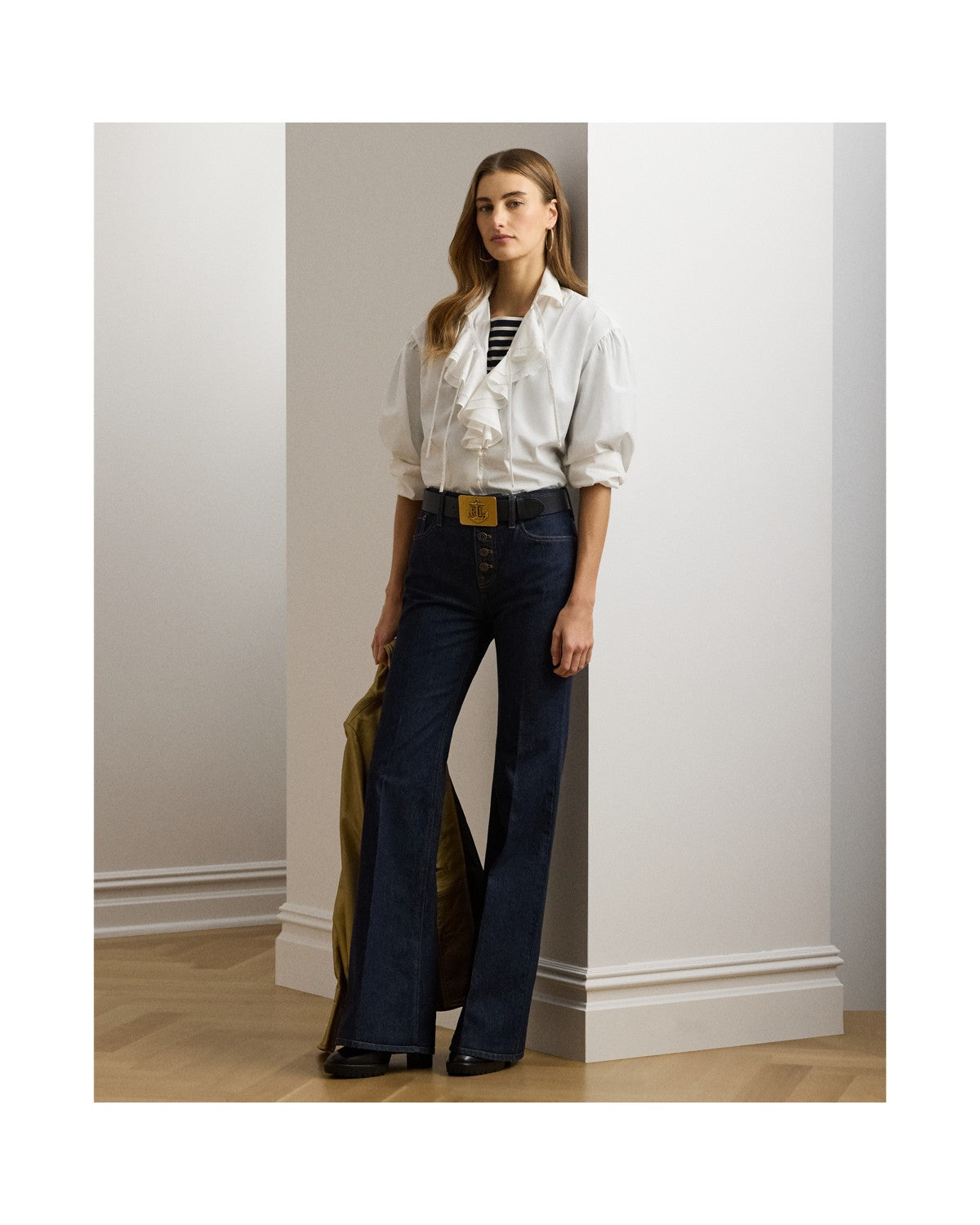 Ruffle-Trim Cotton Broadcloth Shirt