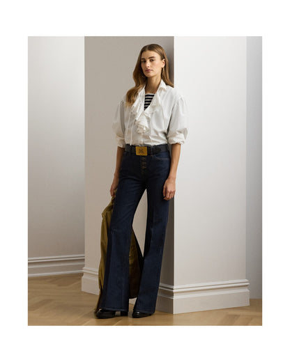 Ruffle-Trim Cotton Broadcloth Shirt