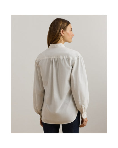 Ruffle-Trim Cotton Broadcloth Shirt