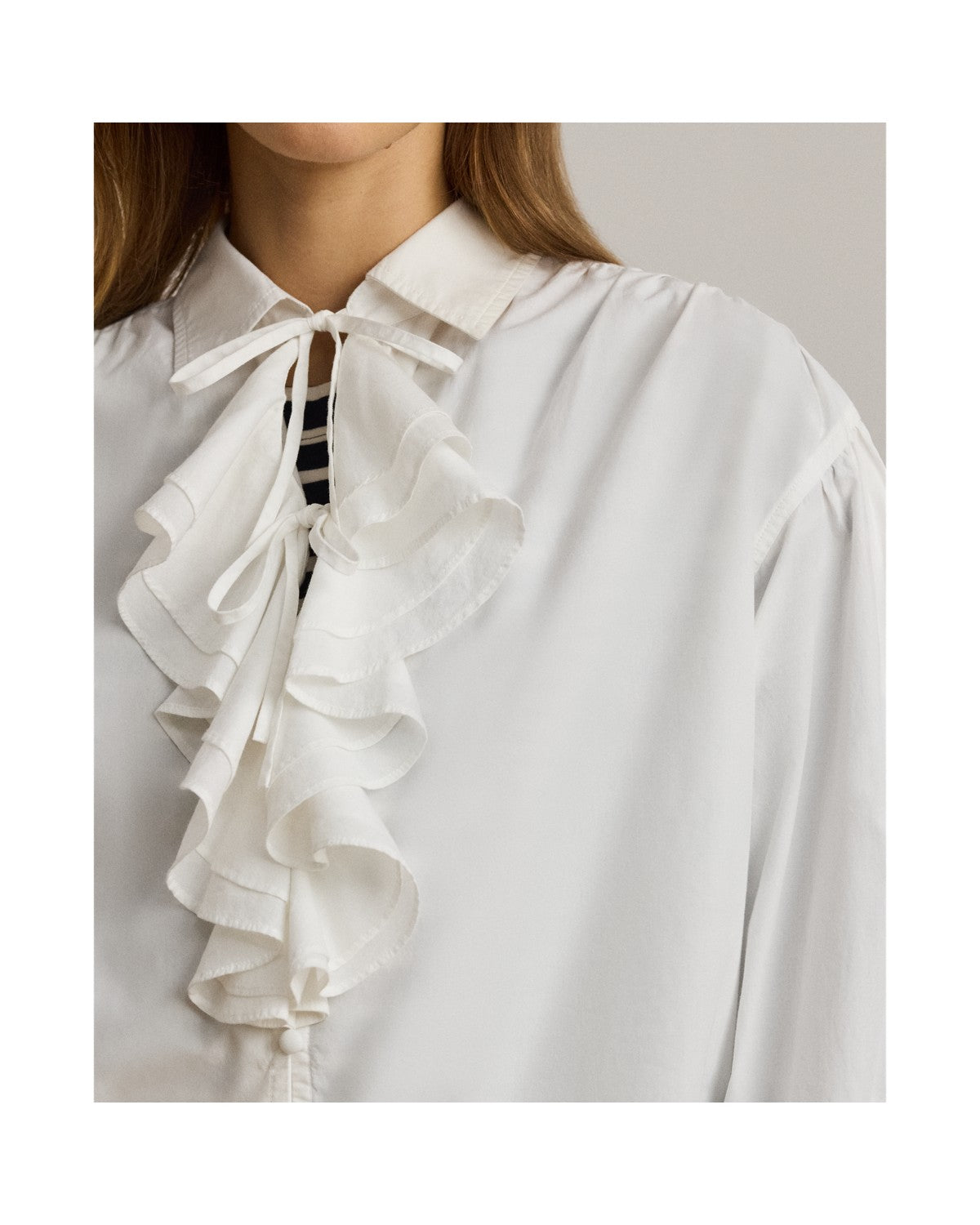 Ruffle-Trim Cotton Broadcloth Shirt