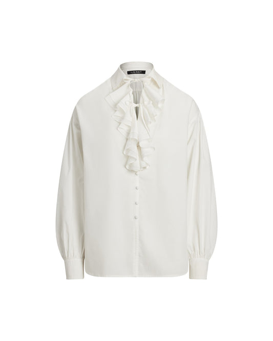 Ruffle-Trim Cotton Broadcloth Shirt