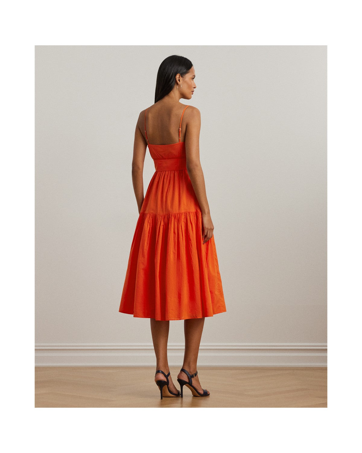 Belted Cotton Voile Sleeveless Dress