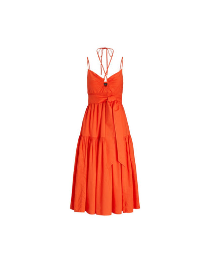 Belted Cotton Voile Sleeveless Dress