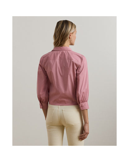 Tie-Waist Stretch-Cotton Blend Shirt