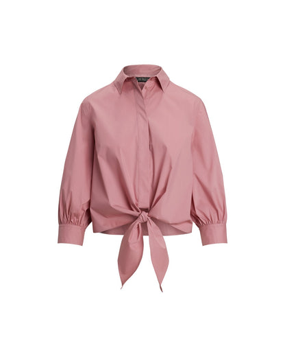 Tie-Waist Stretch-Cotton Blend Shirt