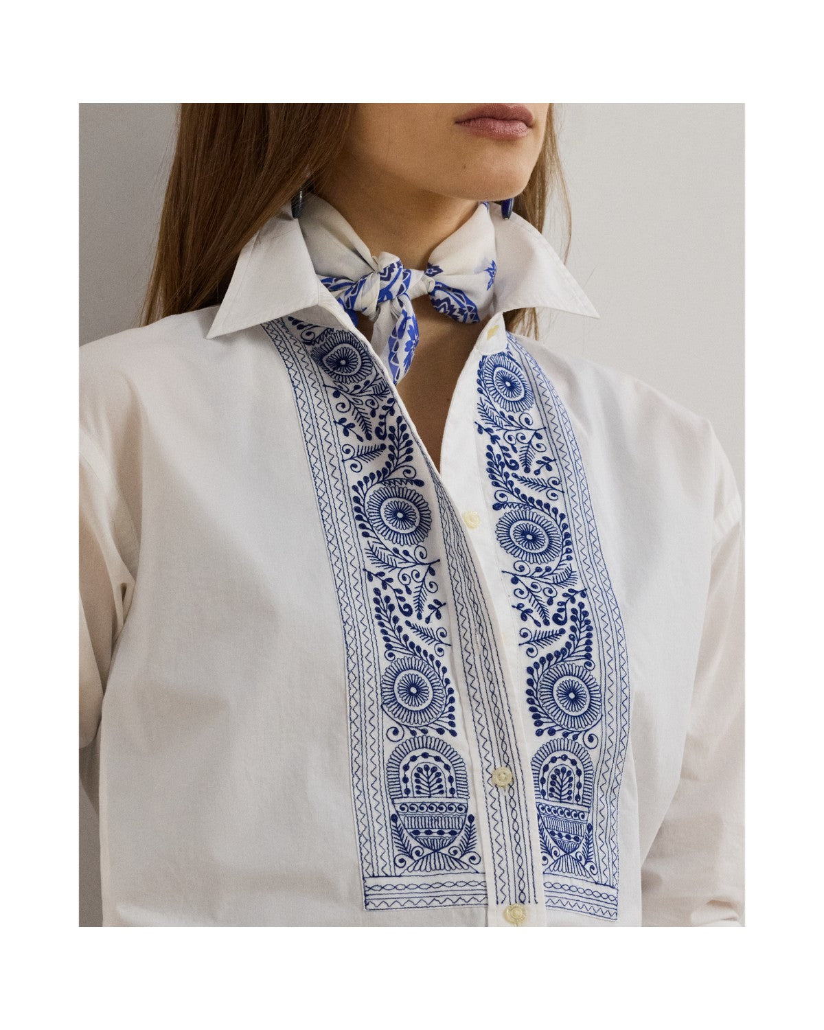 Geo-Embroidered Cotton Broadcloth Shirt