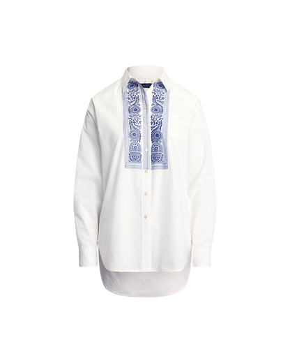 Geo-Embroidered Cotton Broadcloth Shirt