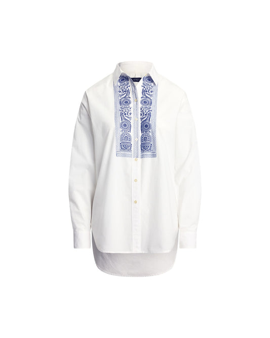 Geo-Embroidered Cotton Broadcloth Shirt