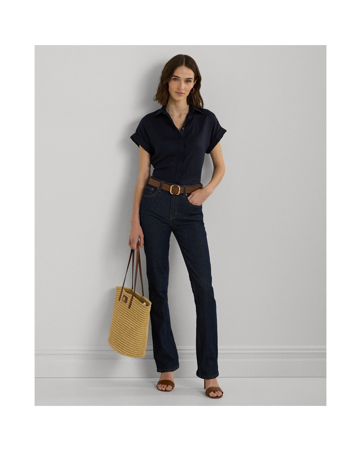 Relaxed Fit Linen Short-Sleeved Shirt