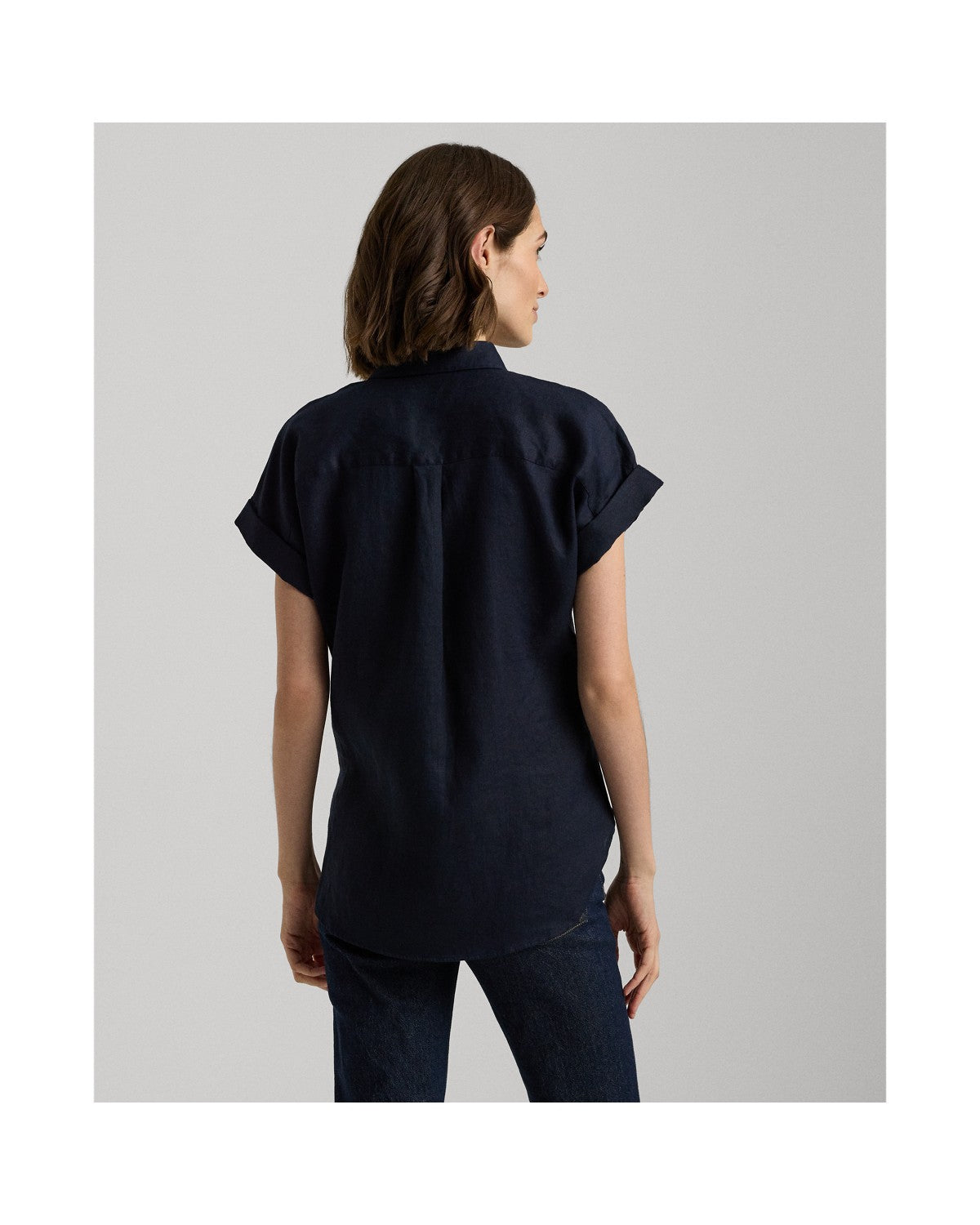 Relaxed Fit Linen Short-Sleeved Shirt