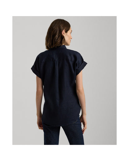 Relaxed Fit Linen Short-Sleeved Shirt