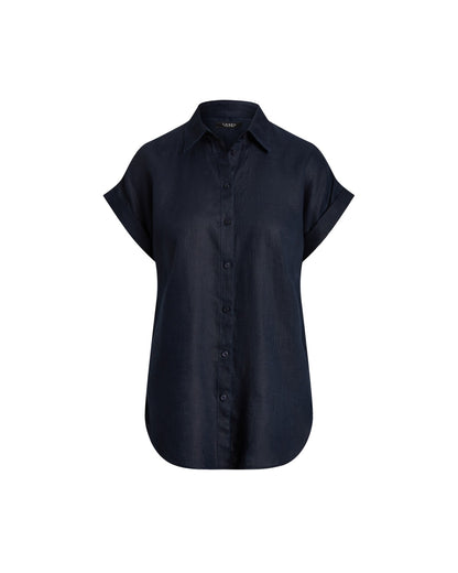 Relaxed Fit Linen Short-Sleeved Shirt
