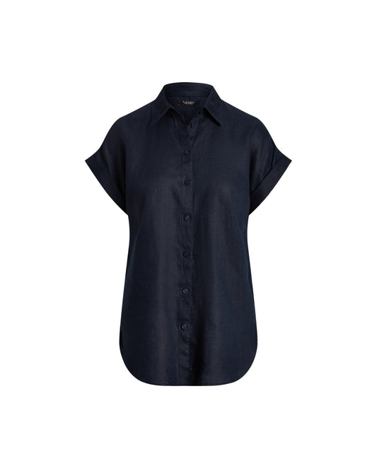 Relaxed Fit Linen Short-Sleeved Shirt