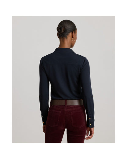 Stretch Jersey Roll-Tab-Sleeve Shirt