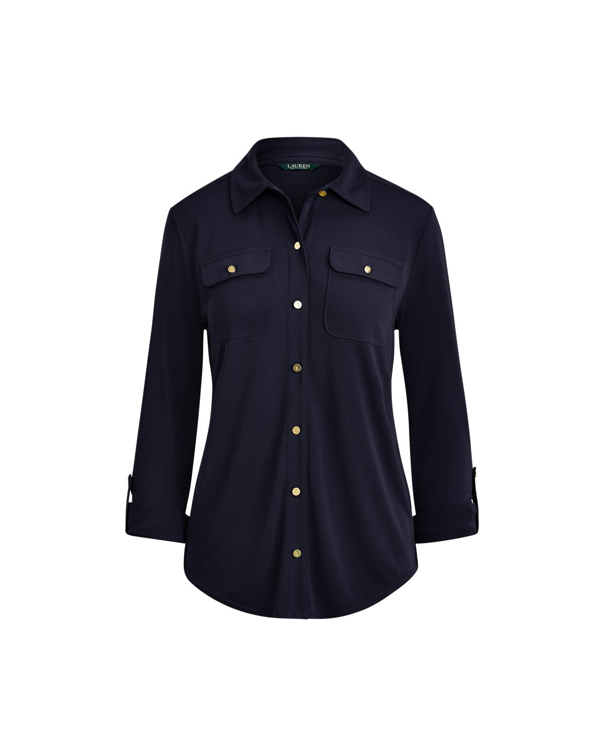 Stretch Jersey Roll-Tab-Sleeve Shirt