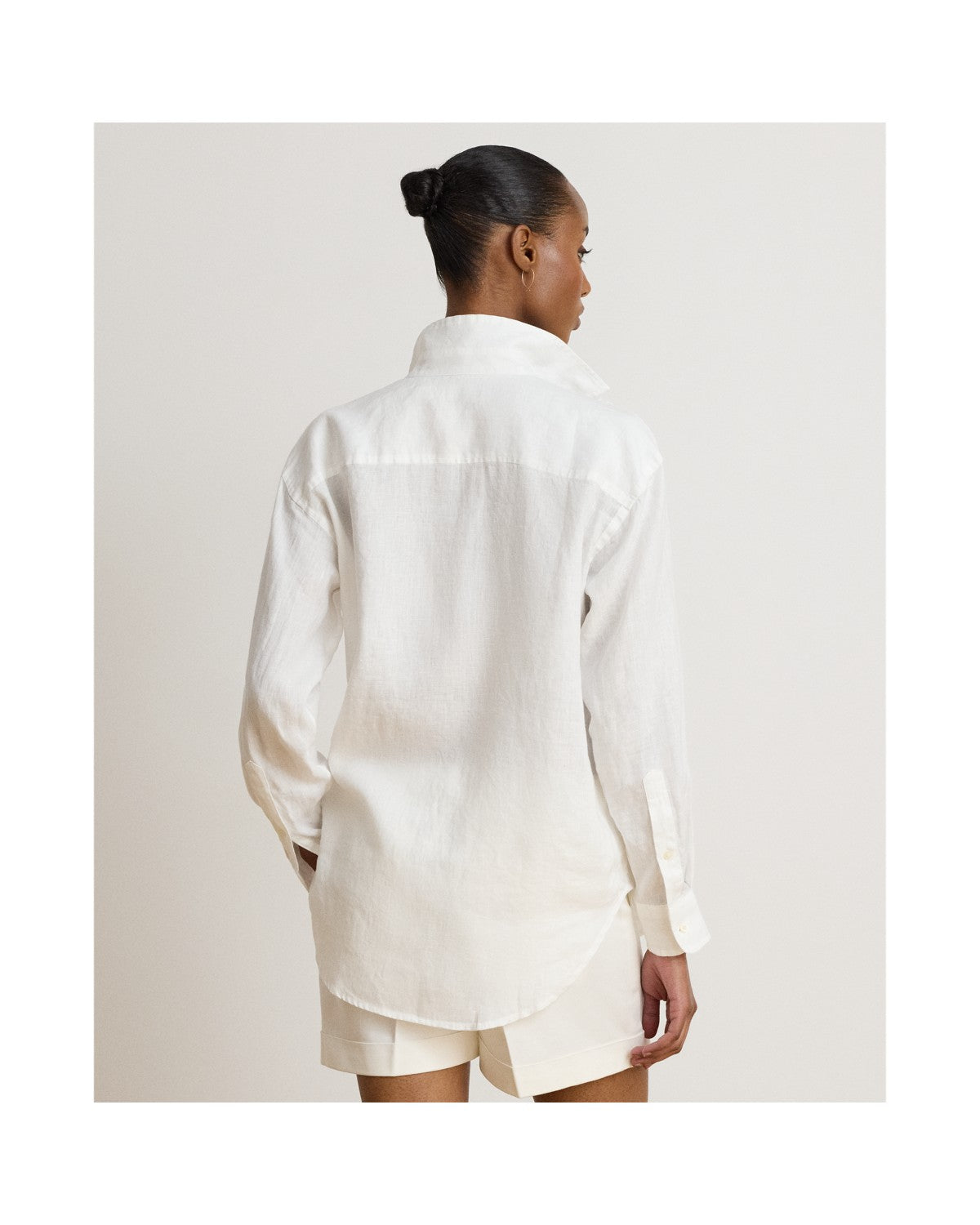 Stamp-Print Oversize Linen Shirt