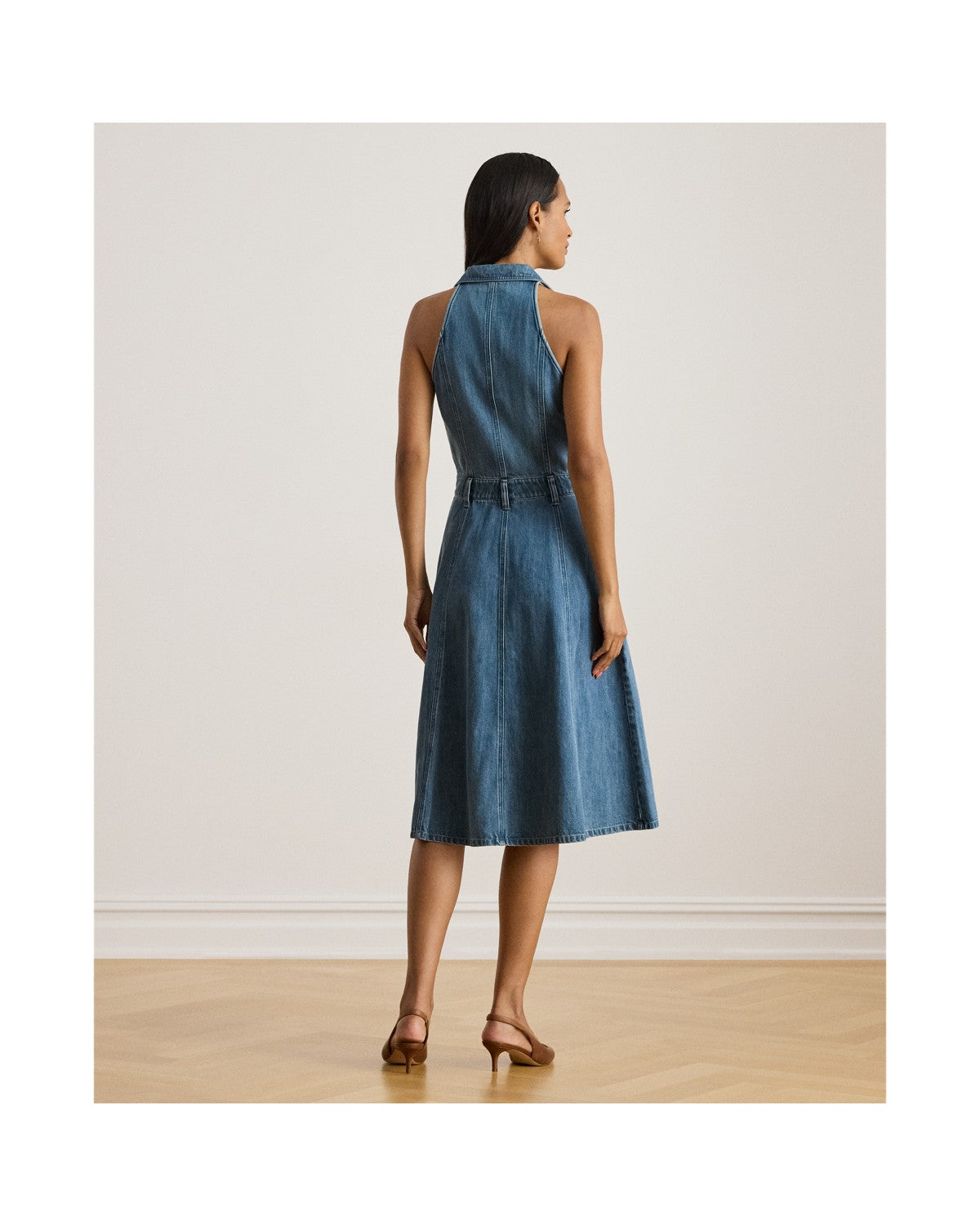 Panelled Denim Sleeveless Shirt dress