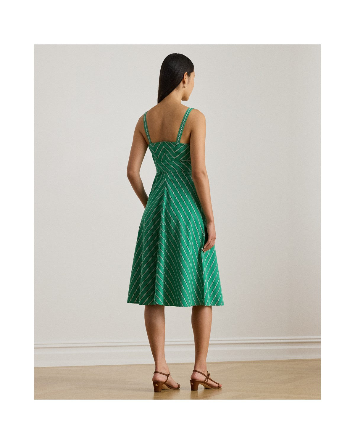 Striped Belted Cotton Sleeveless Dress