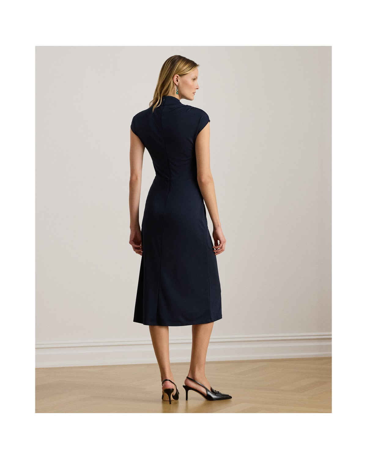 Twist-Front Jersey Mockneck Dress