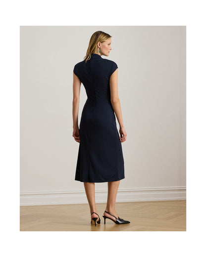 Twist-Front Jersey Mockneck Dress