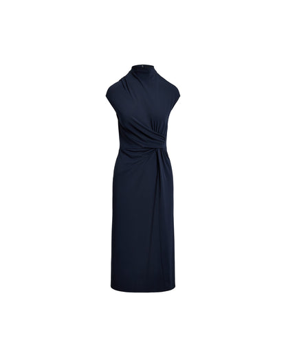 Twist-Front Jersey Mockneck Dress