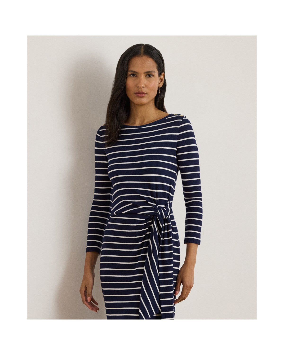 Striped Tie-Front Cotton-Blend Dress
