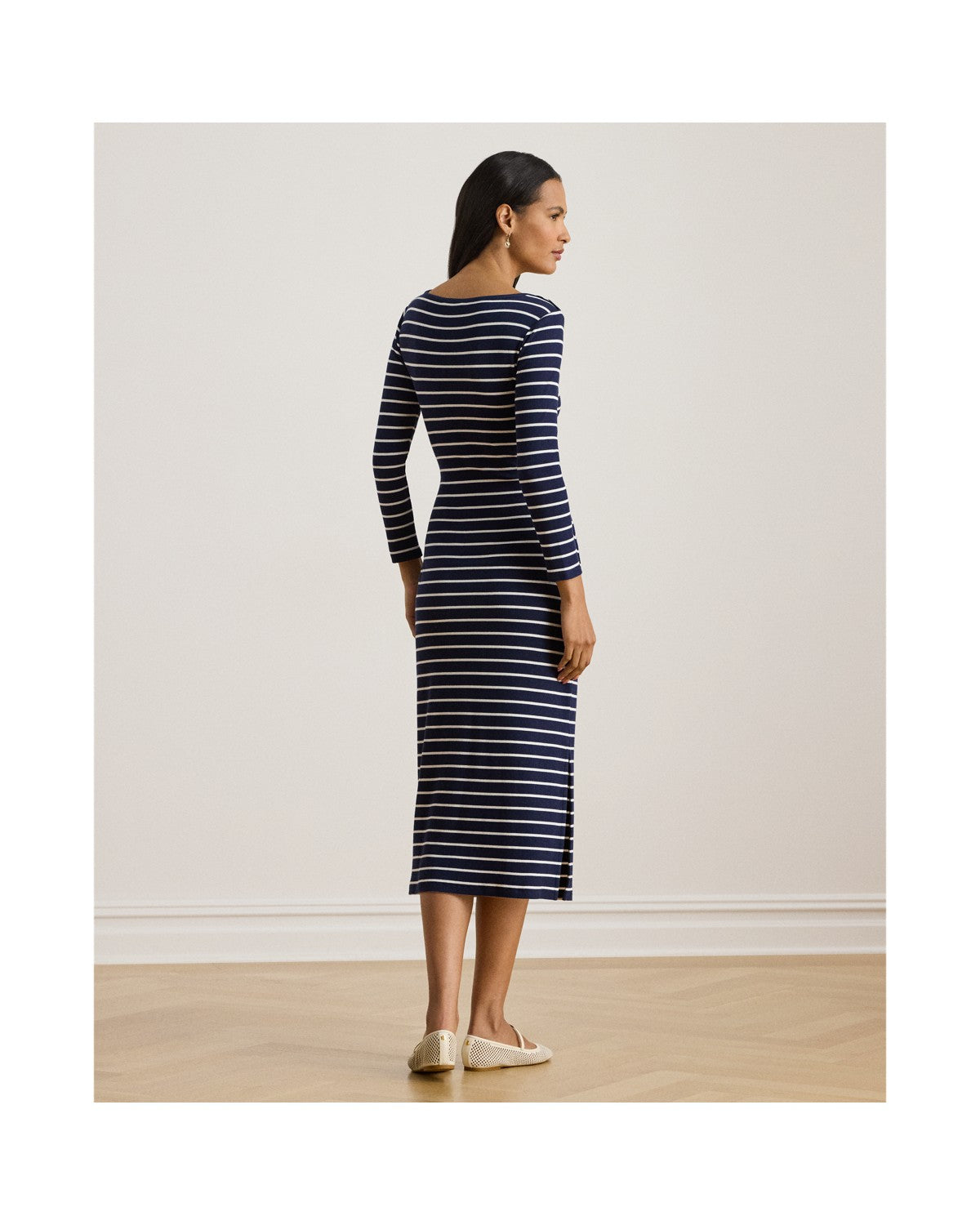 Striped Tie-Front Cotton-Blend Dress