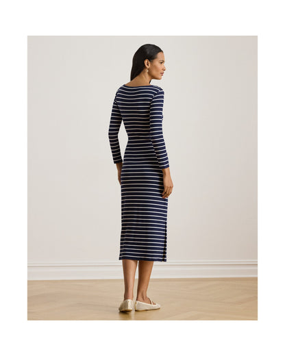Striped Tie-Front Cotton-Blend Dress