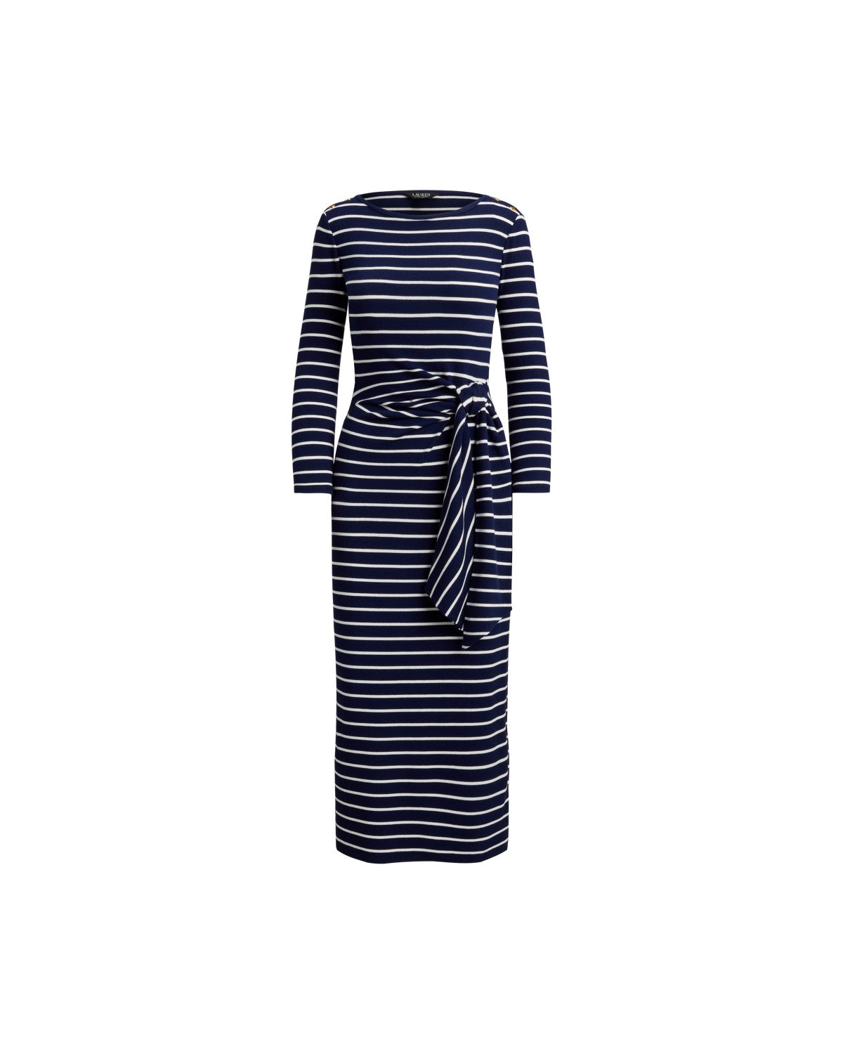 Striped Tie-Front Cotton-Blend Dress