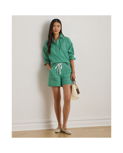 Striped Cotton Broadcloth Cropped Shirt