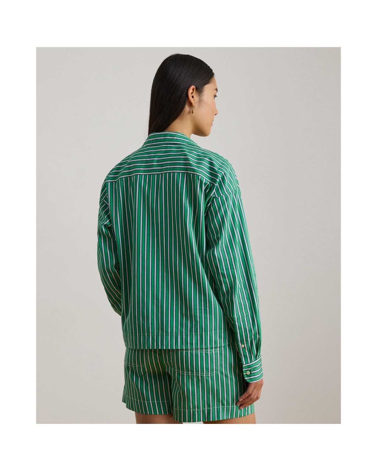 Striped Cotton Broadcloth Cropped Shirt