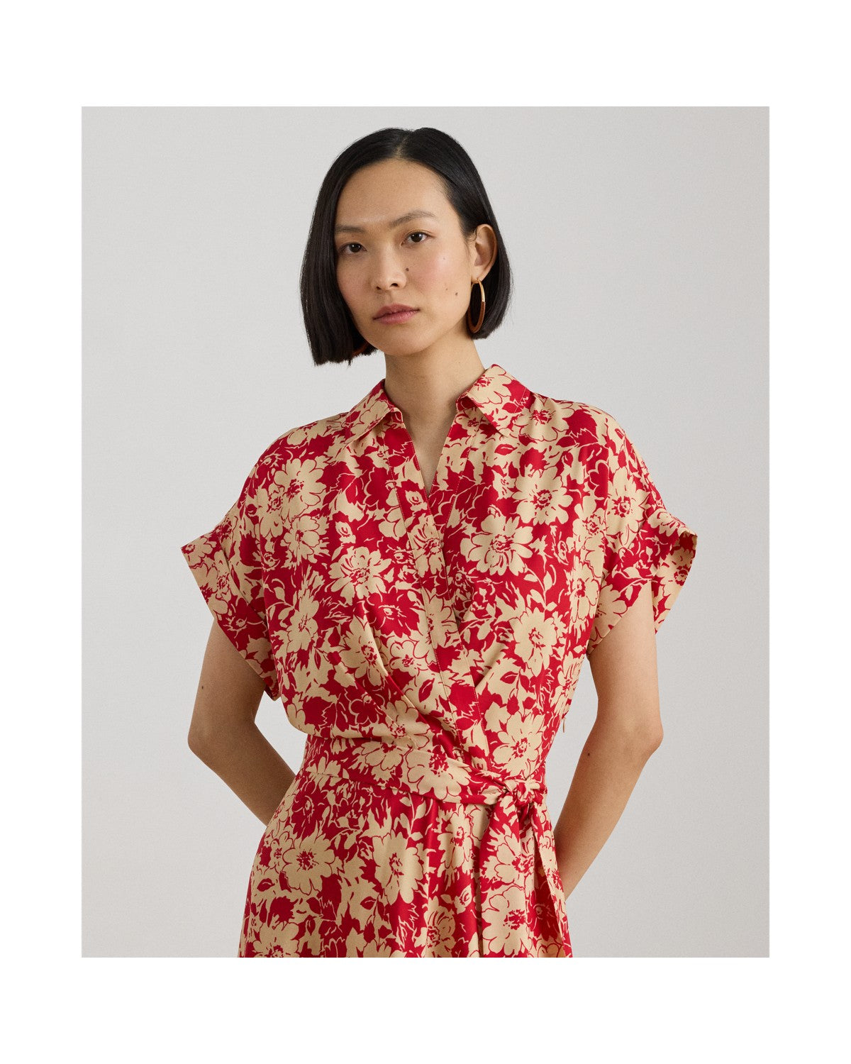 Floral Belted Crepe Dress
