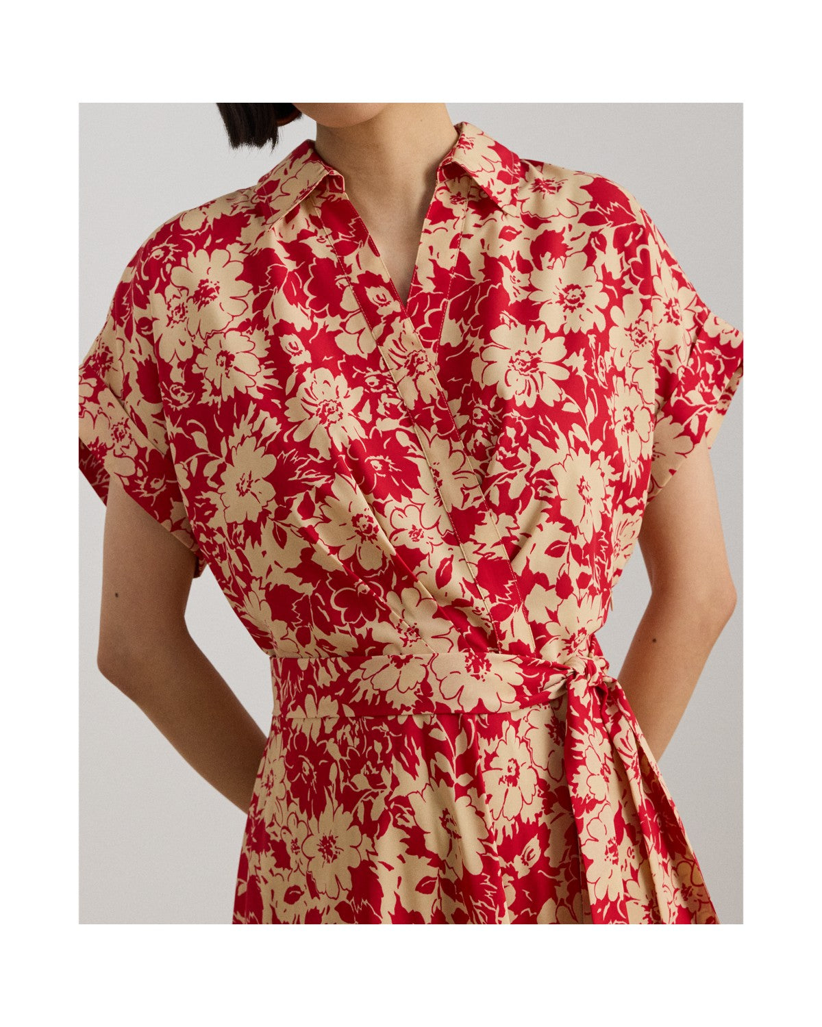 Floral Belted Crepe Dress