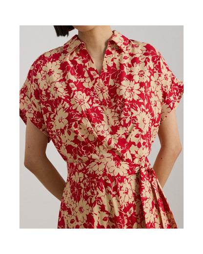 Floral Belted Crepe Dress