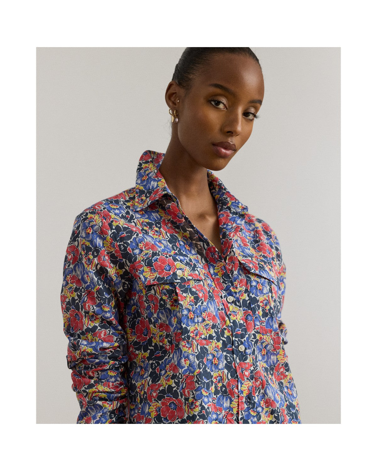 Classic Fit Floral Cotton Voile Shirt