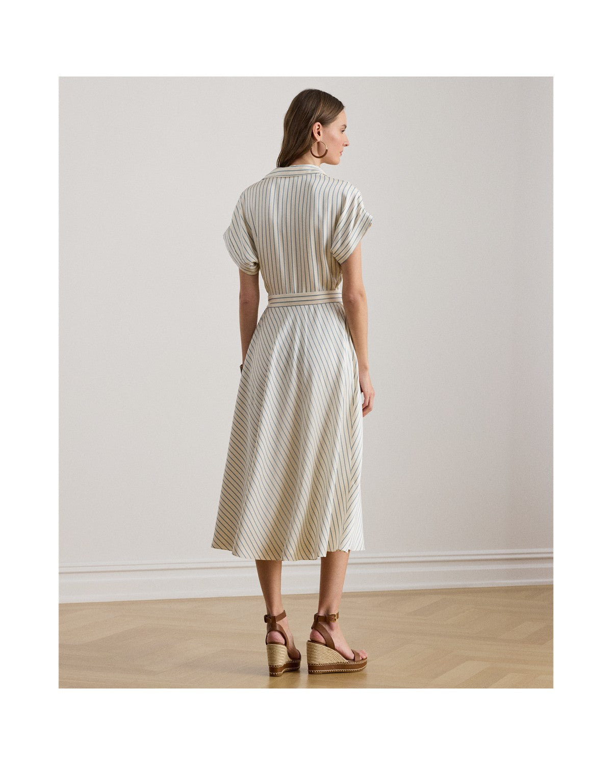 Striped Belted Twill Dress