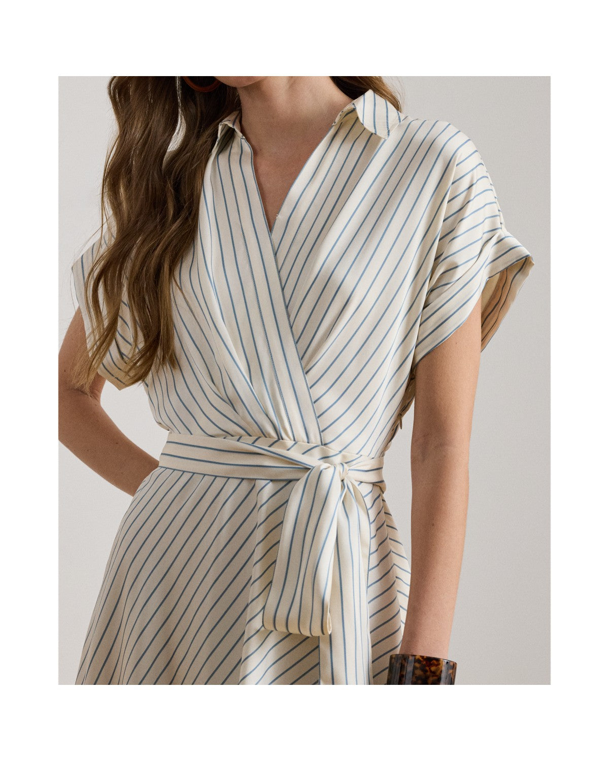 Striped Belted Twill Dress