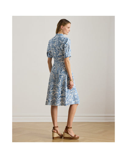 Paisley Tie-Front Linen Shirt dress