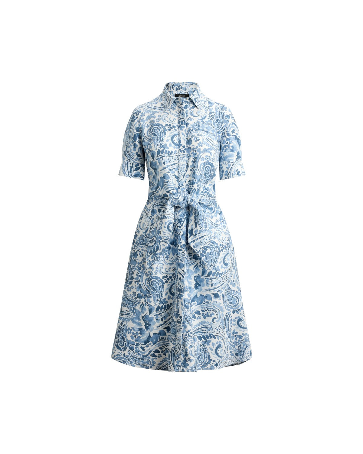 Paisley Tie-Front Linen Shirt dress