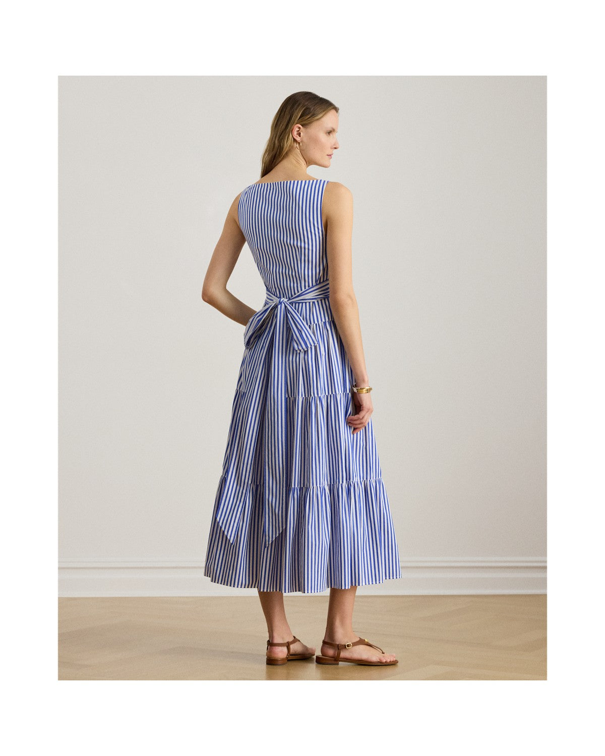 Striped Cotton Broadcloth Tiered Dress