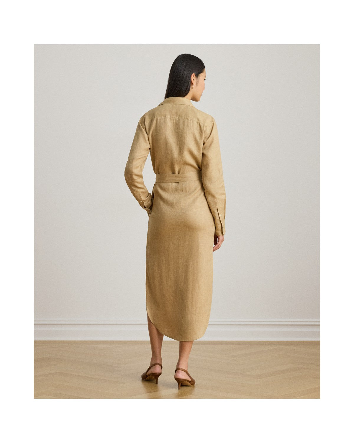 Belted Linen Midi Shirt dress