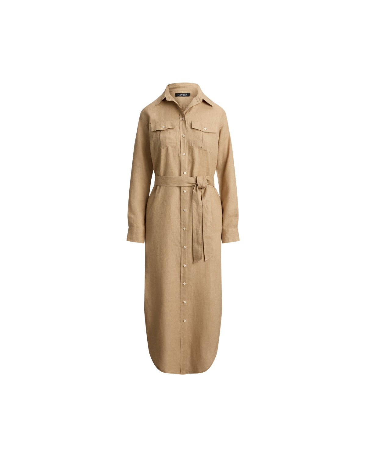 Belted Linen Midi Shirt dress