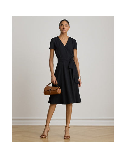 Belted Georgette Surplice Dress