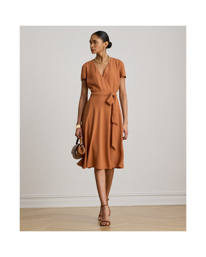 Belted Georgette Surplice Dress