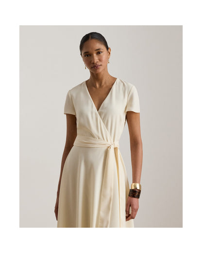 Belted Georgette Surplice Dress